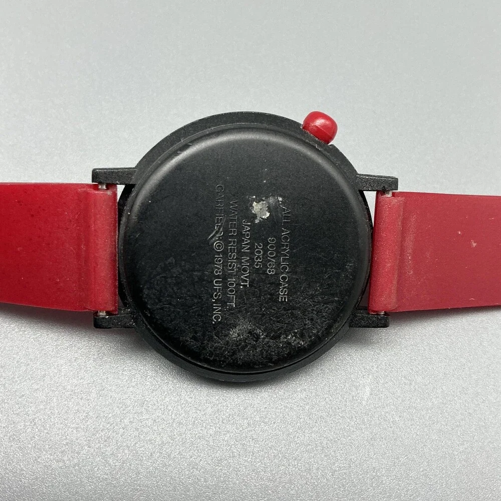 Vintage Armitron Boys Watch 32mm Garfield Dial Red Rubber Band New Battery